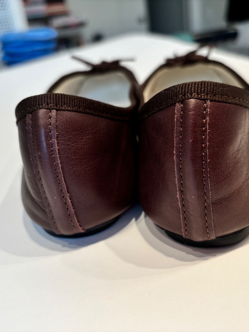 Repetto Ballet Flats 39/US size 8 Chocolate Brown Leather Square Toe French Chic - Picture 4 of 12